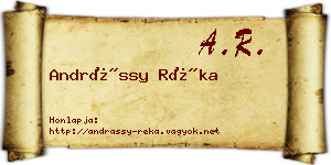 Andrássy Réka névjegykártya